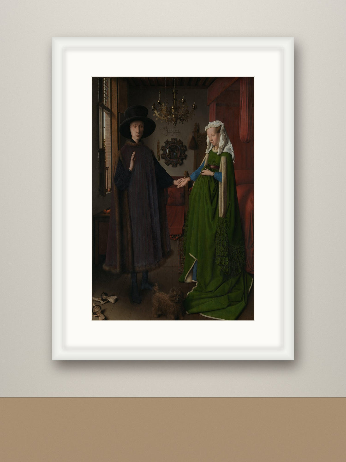 Framed print, white frame with mount mockup