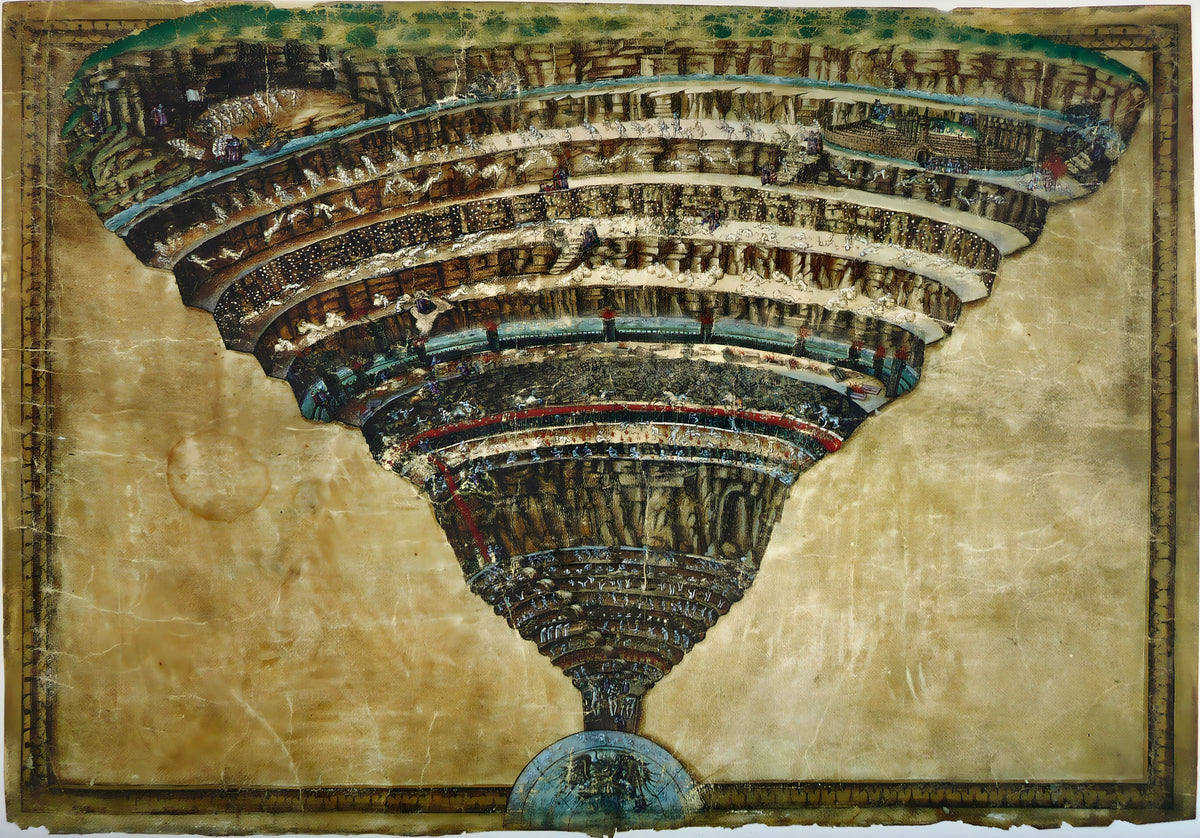 The Map of Hell (Chart of Dante's Inferno) by Sandro Botticelli – fine art giclée print