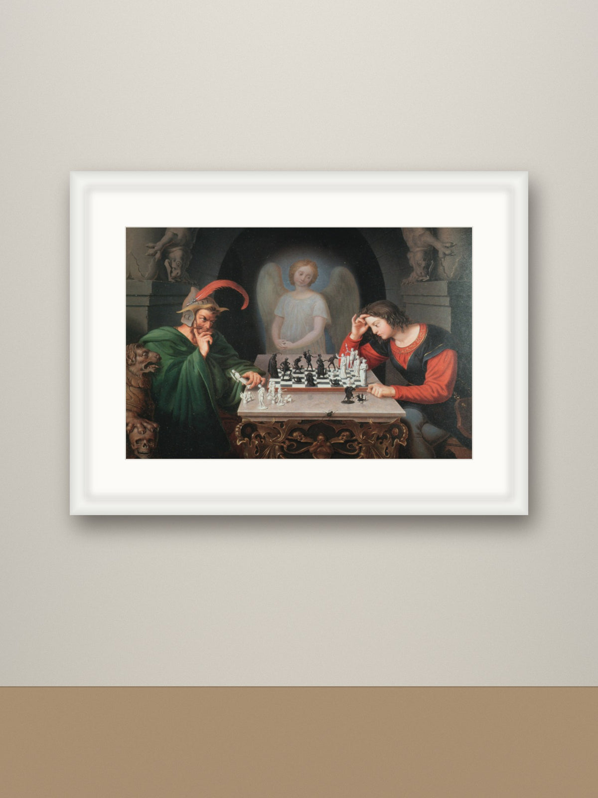 Framed print, white frame with mount mockup