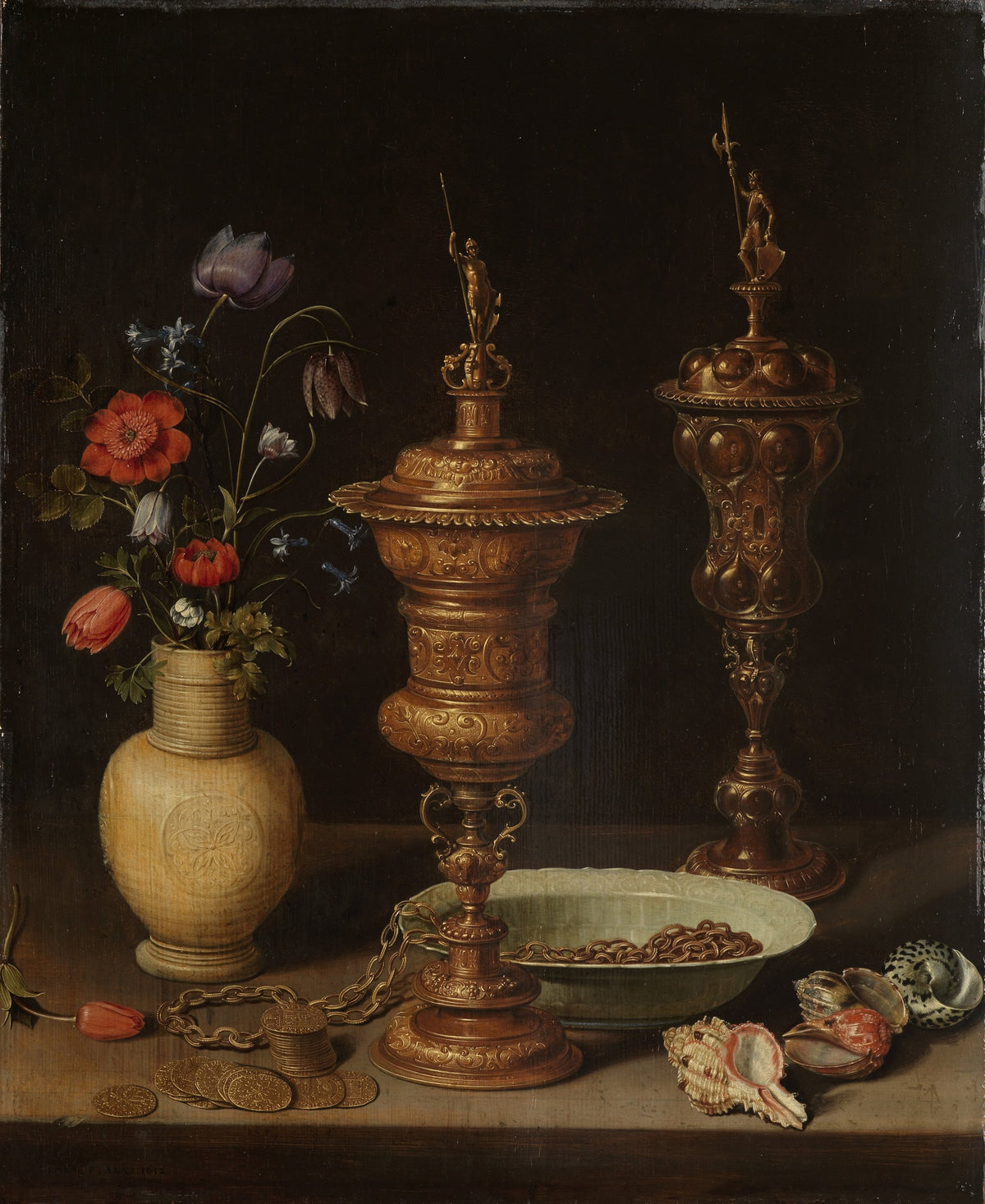 Still Life with Flowers and Gold Cups by Clara Peeters – fine art giclée print