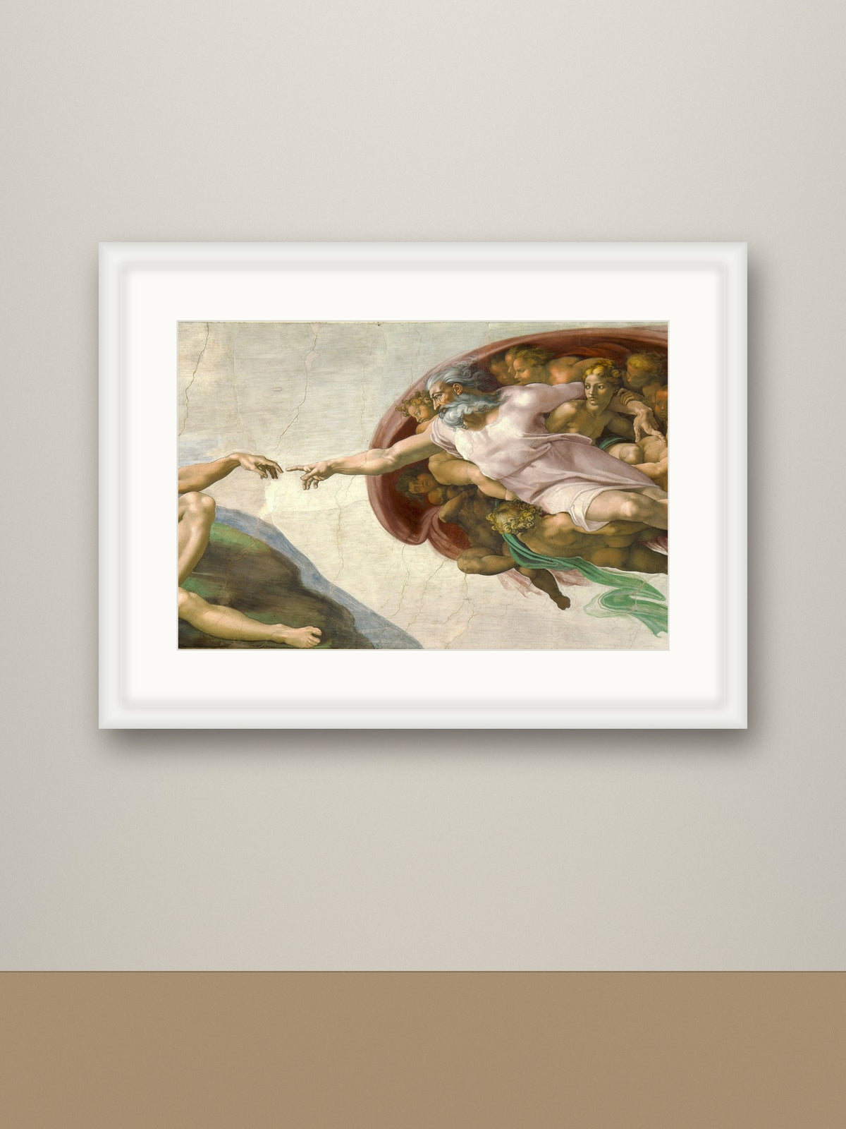 Framed print, white frame with mount mockup