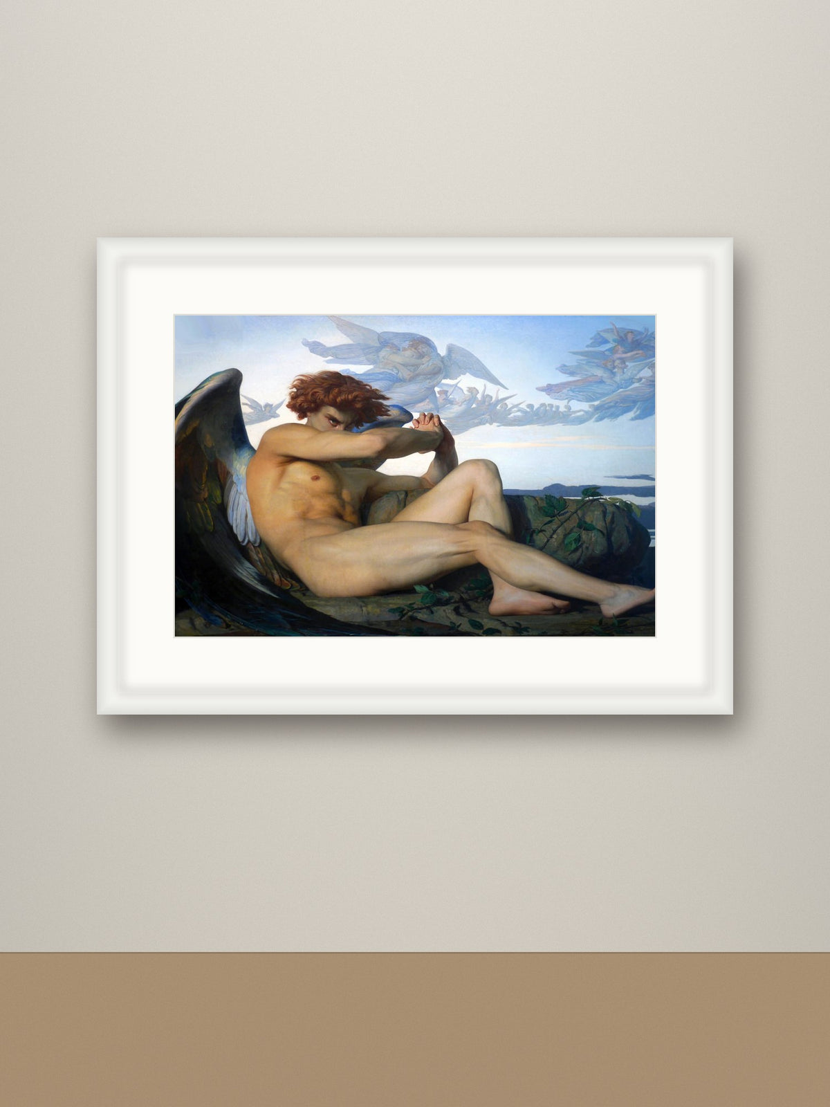 Framed print, white frame with mount mockup