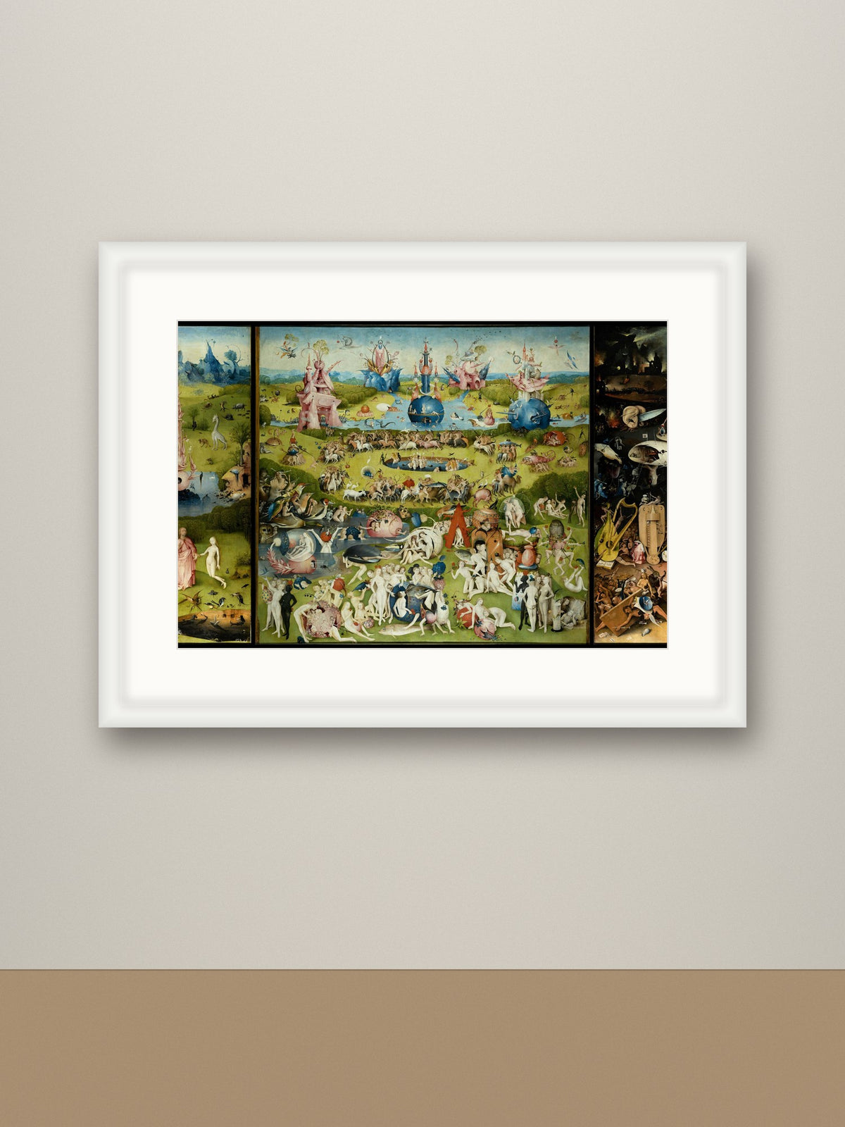 Framed print, white frame with mount mockup