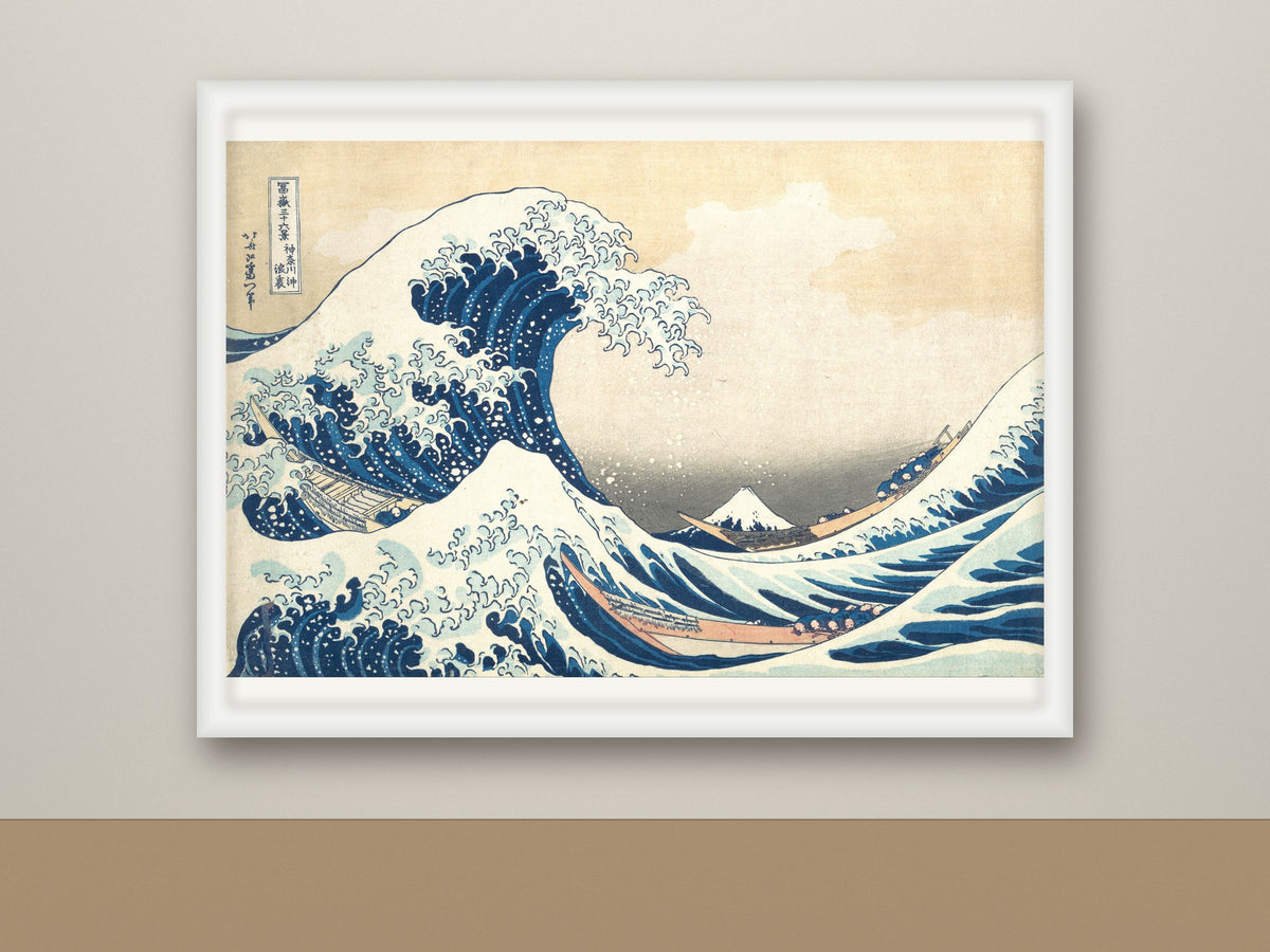 Framed print, white frame mockup, landscape