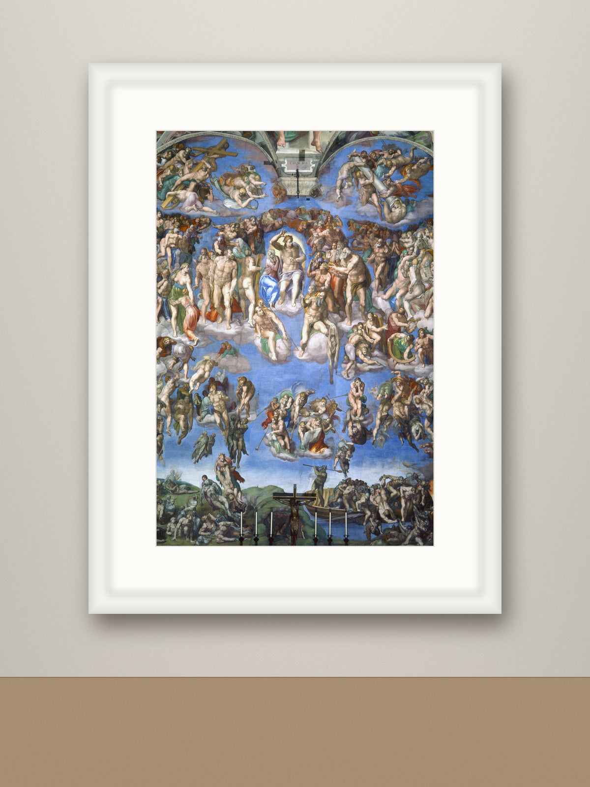 Framed print, white frame with mount mockup