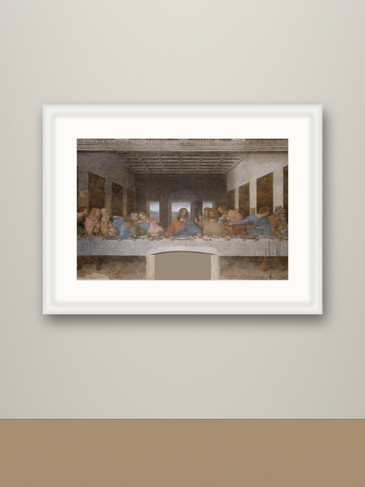 Framed print, white frame with mount mockup