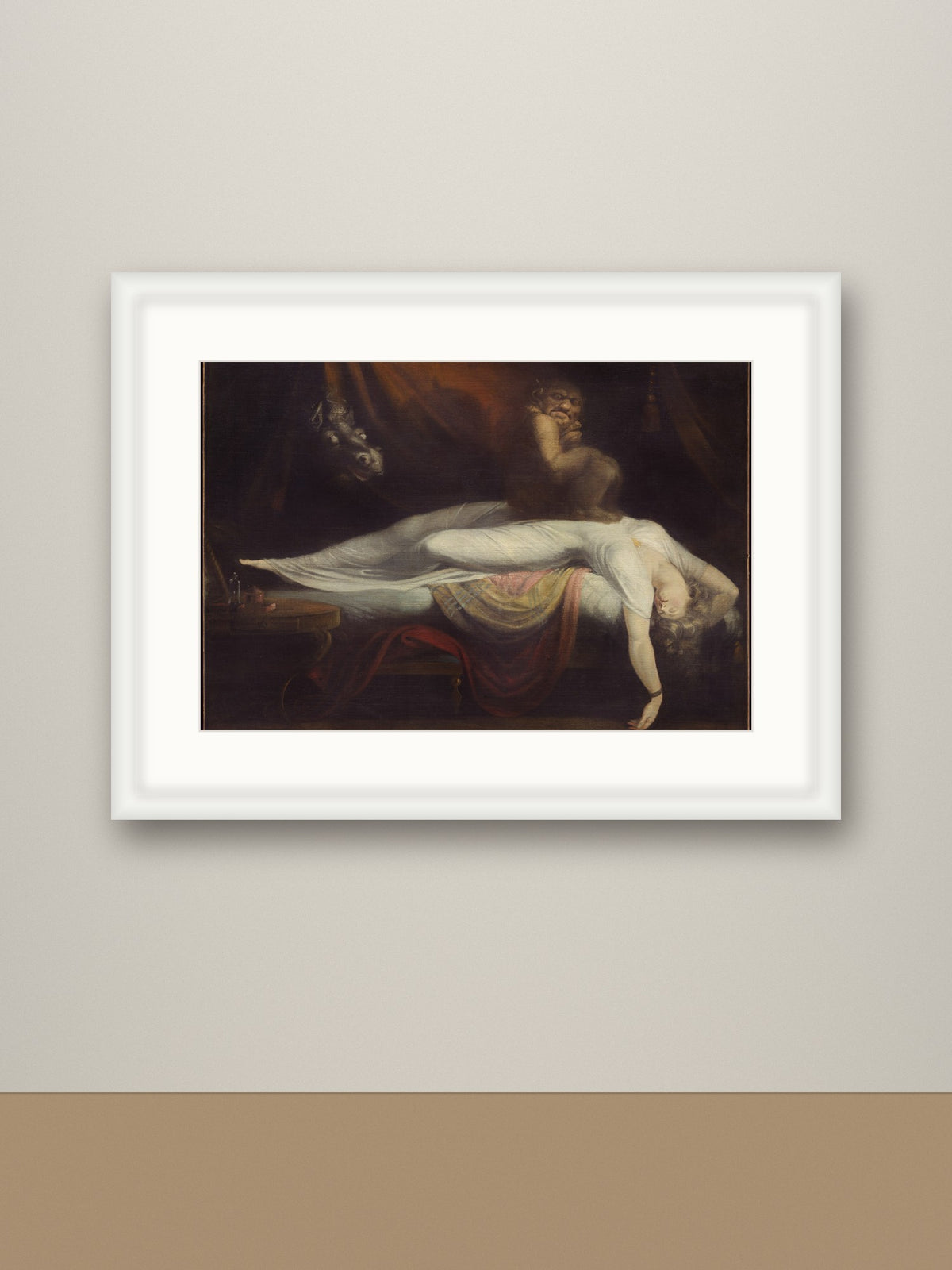 Framed print, white frame with mount mockup