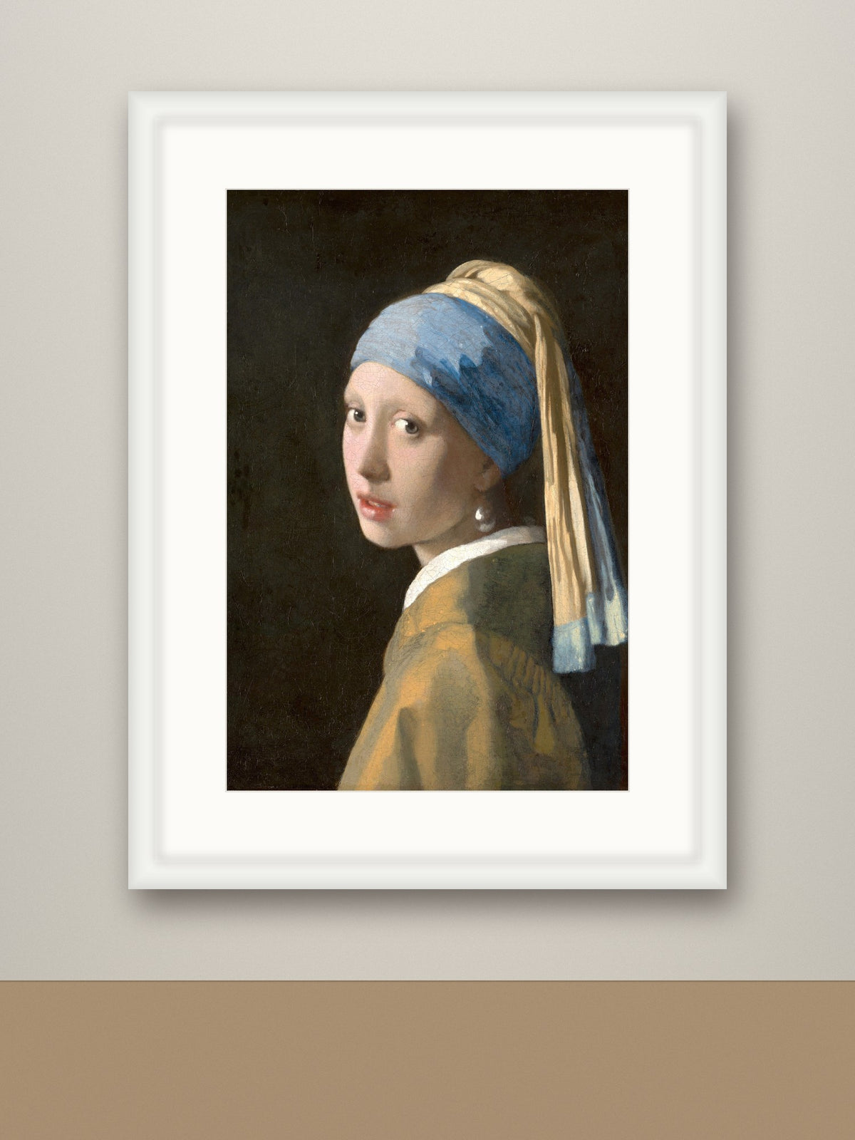 Framed print, white frame with mount mockup
