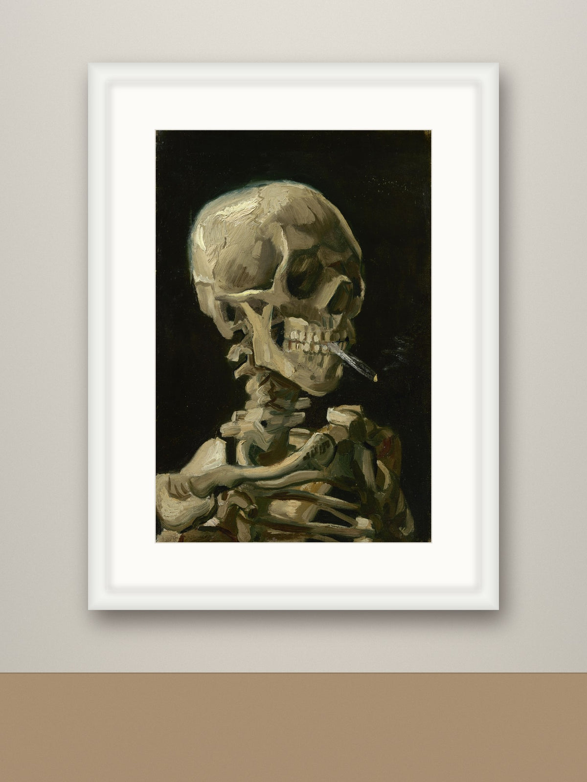 Framed print, white frame with mount mockup