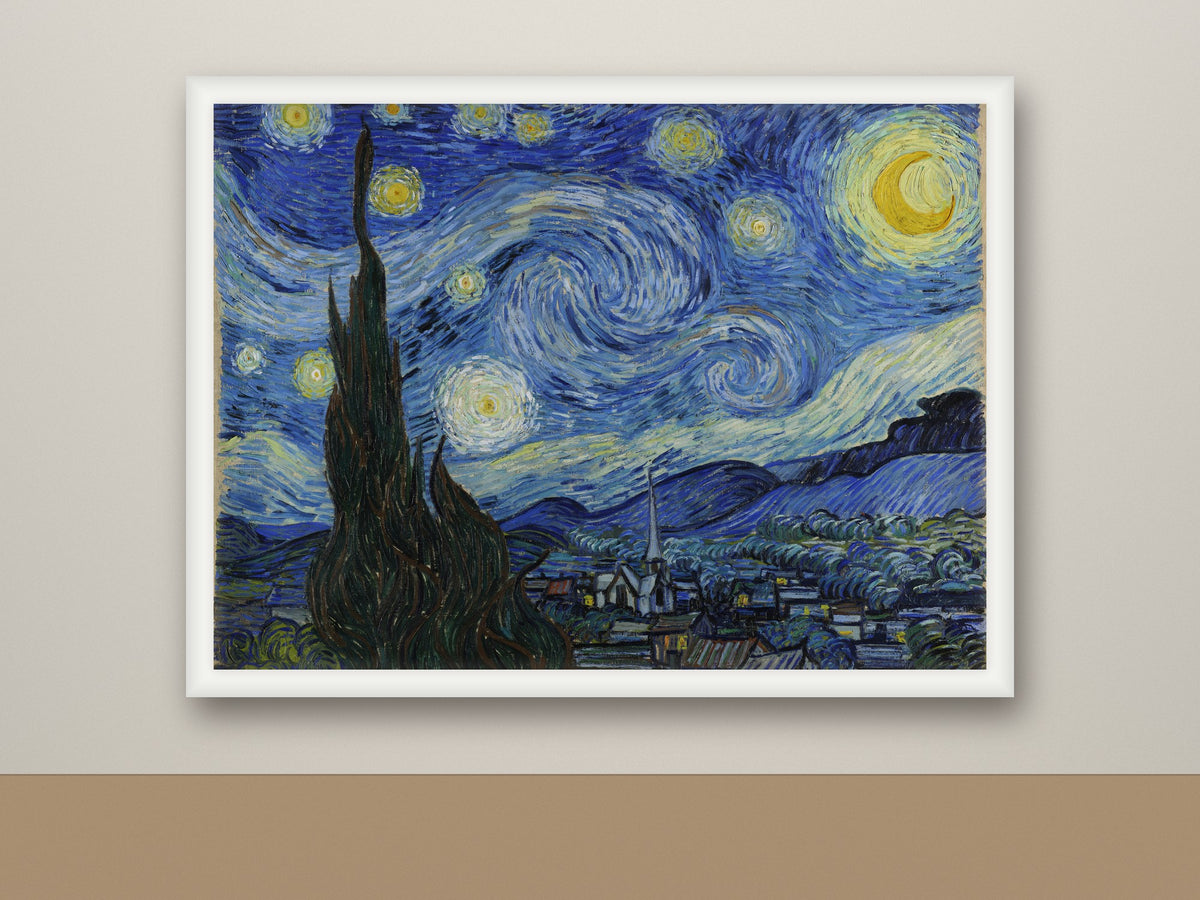 Framed print, white frame mockup, landscape
