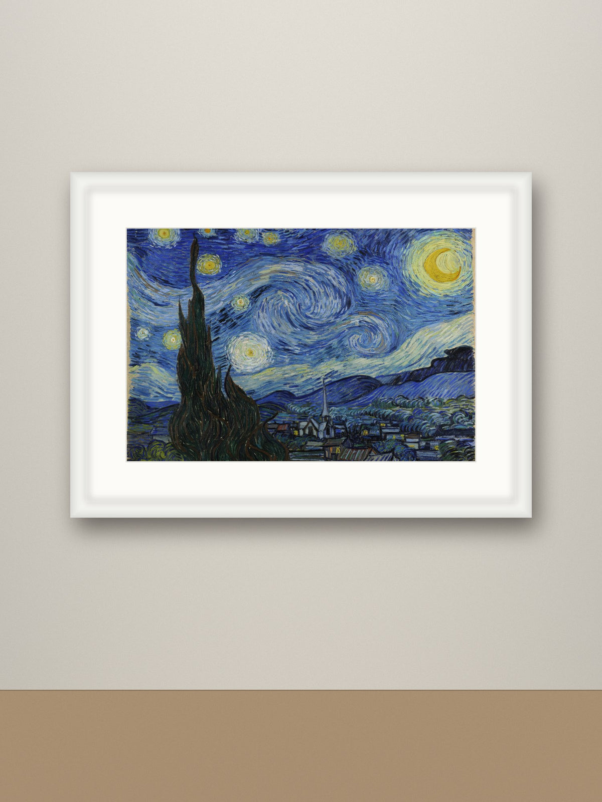 Framed print, white frame with mount mockup