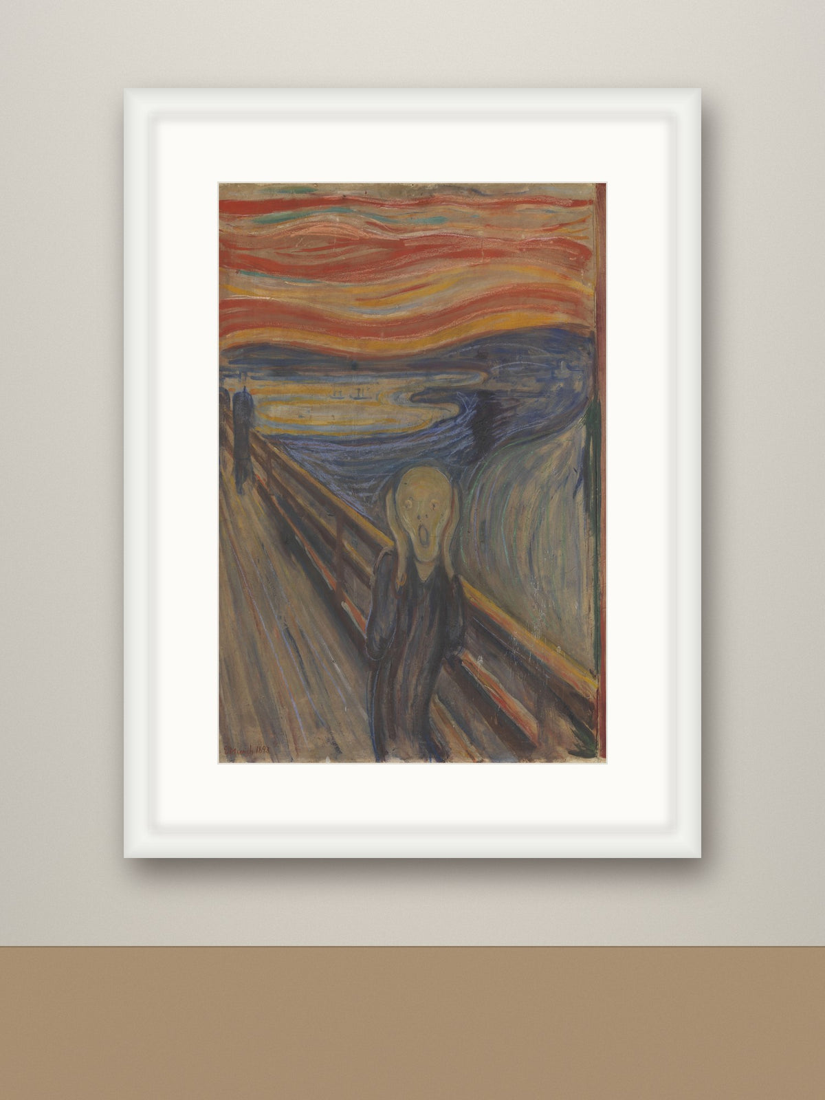 Framed print, white frame with mount mockup
